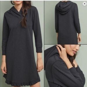 Sundays Avery Hooded Dress Gray Comfy Warm Ruffle - size small